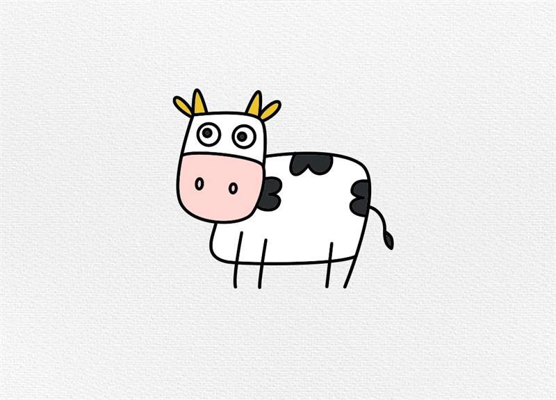 数字64画奶牛简笔画图片教程简单