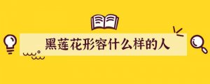 黑莲花形容什么样的人