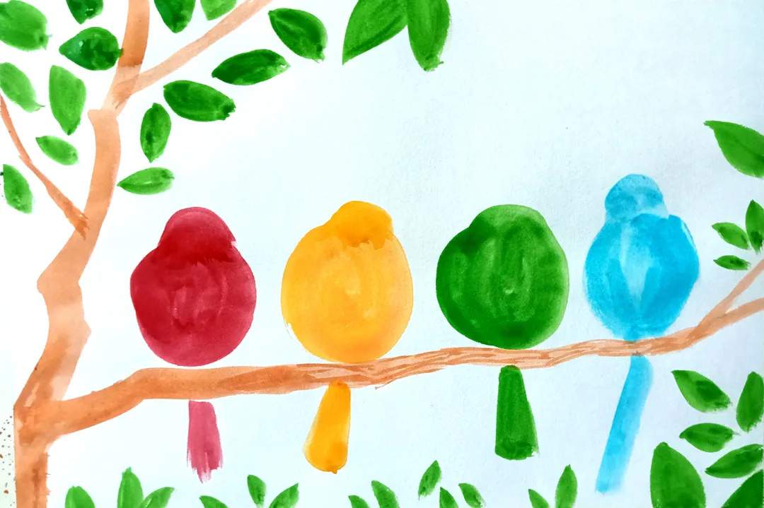 少儿美术课程《鸟语花香》