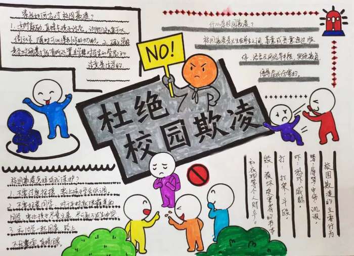 预防校园欺凌共建和谐校园手抄报图片