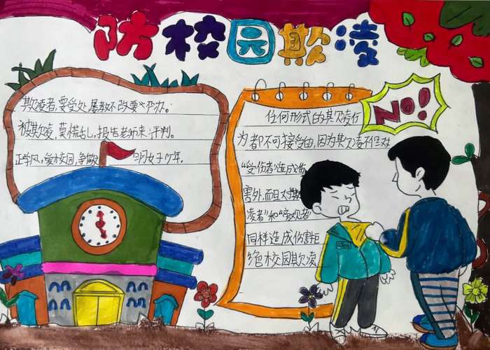 预防校园欺凌共建和谐校园手抄报图片