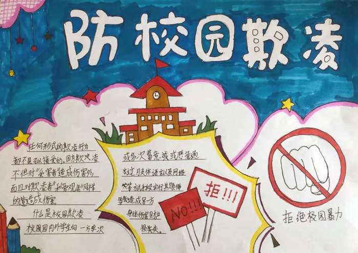 预防校园欺凌共建和谐校园手抄报图片