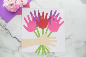 母亲节手工制作《手印花束》