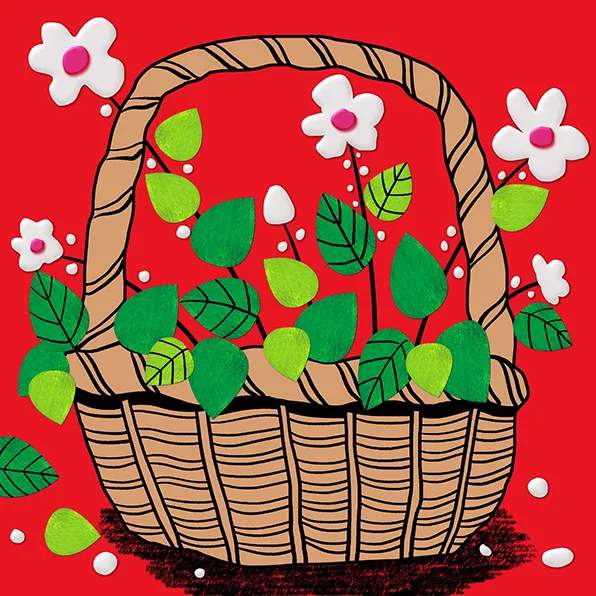 少儿美术课程《漂亮的花篮》