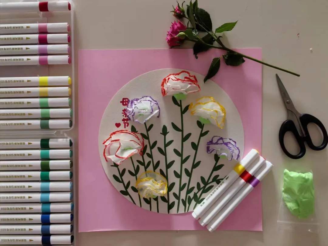 母亲节创意美术教程《手工康乃馨》