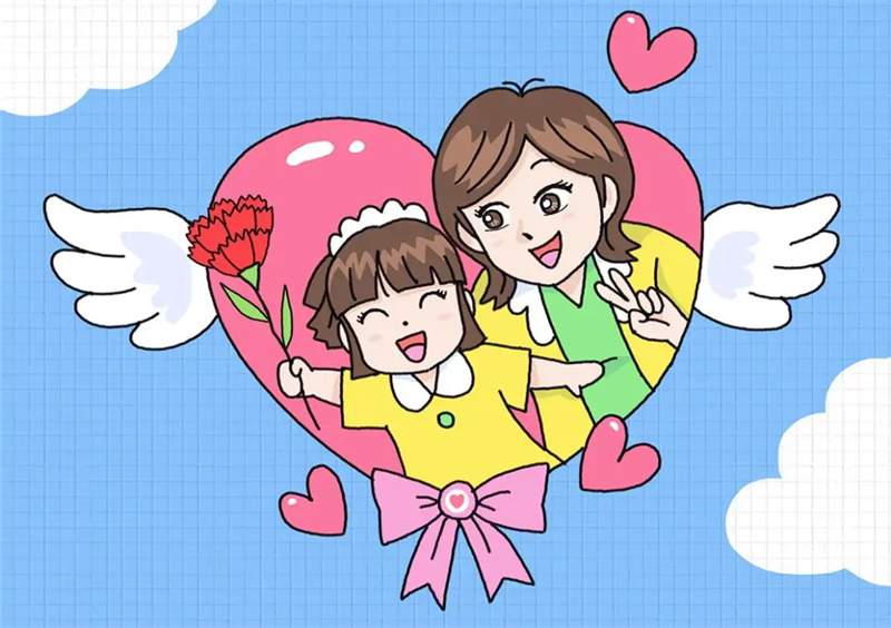 亲子画像的母亲节贺卡怎么画简单漂亮