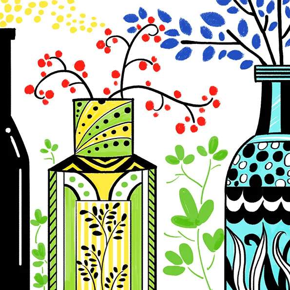 少儿美术课程：认识点、线、面《带图案的花瓶》