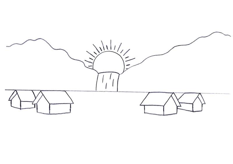 儿童自然风景画简单图片教程