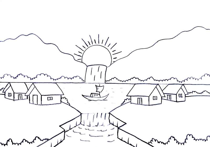 儿童自然风景画简单图片教程