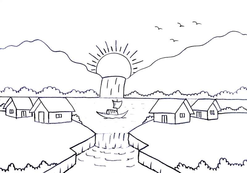 儿童自然风景画简单图片教程