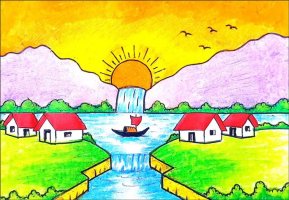 儿童自然风景画简单图片教程