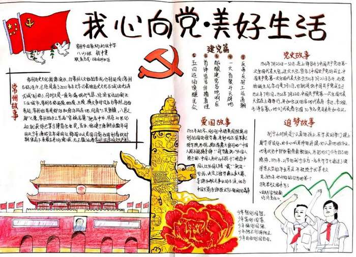 我心向党美好生活手抄报图片