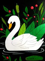 少儿美术课程 创意拼贴画《洁白优雅的白天鹅》