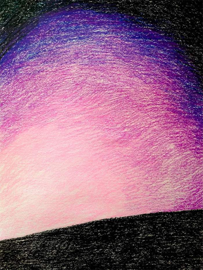 少儿美术课程 油画棒+剪影技法《星空下的驯鹿》