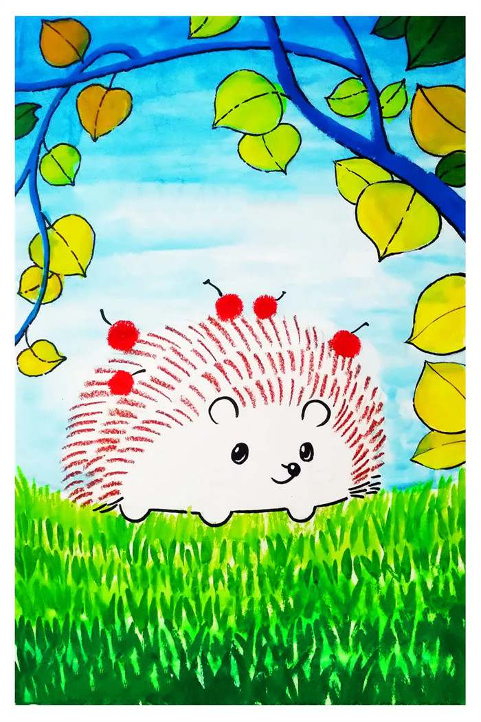 少儿美术课程：儿童水粉画《可爱的刺猬》