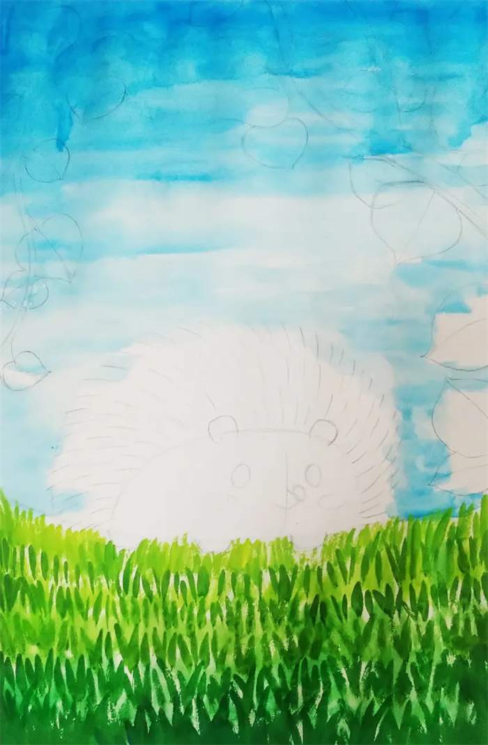 少儿美术课程：儿童水粉画《可爱的刺猬》