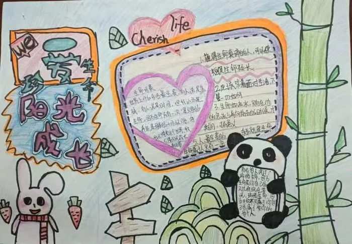 热爱生命阳光成长手抄报简单