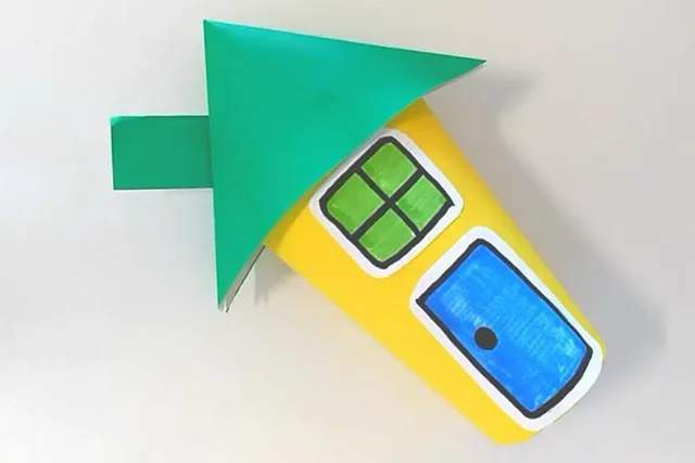 卫生纸筒废物利用手工制作小房子