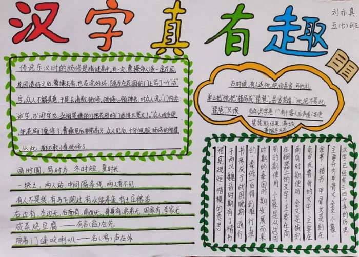 遨游汉字王国手抄报简单又漂亮