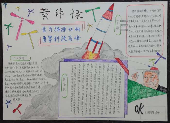 两弹一星黄纬禄手抄报图片