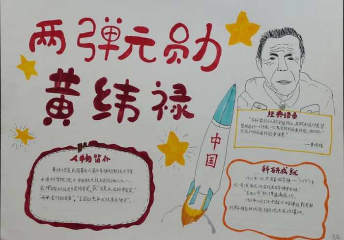 两弹一星黄纬禄手抄报图片