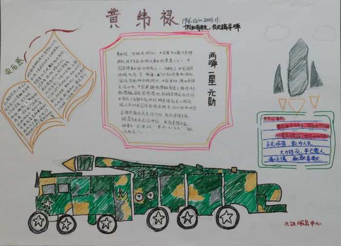 两弹一星黄纬禄手抄报图片