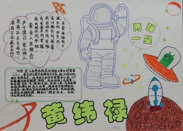 两弹一星黄纬禄手抄报图片