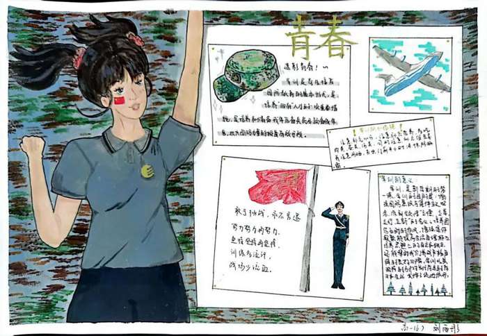 中学生军训手抄报图片