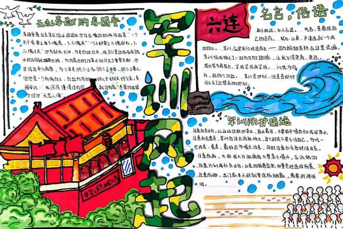 中学生军训手抄报图片