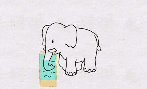 儿童睡前小故事：跑完步喝水的小象
