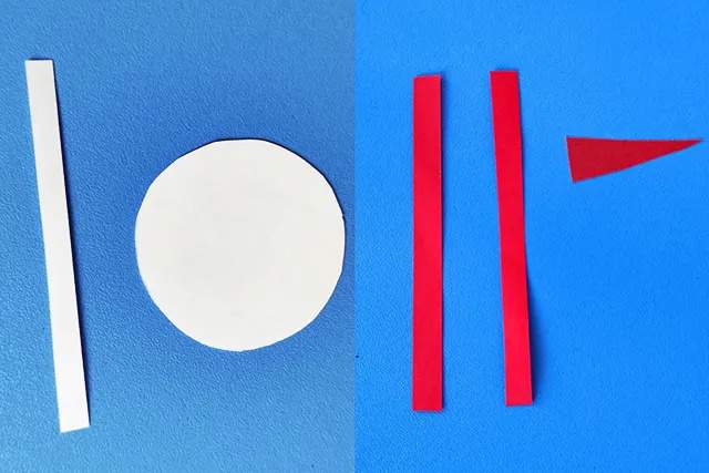 几何图形拼贴画：圆形纸贴画白鹤