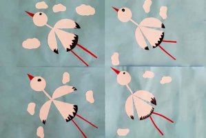 几何图形拼贴画：圆形纸贴画白鹤(步骤图解)