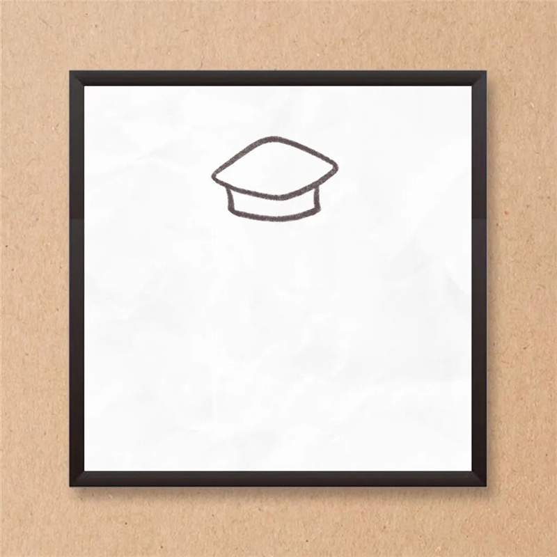 毕业季幼儿园带博士帽的小女孩简笔画