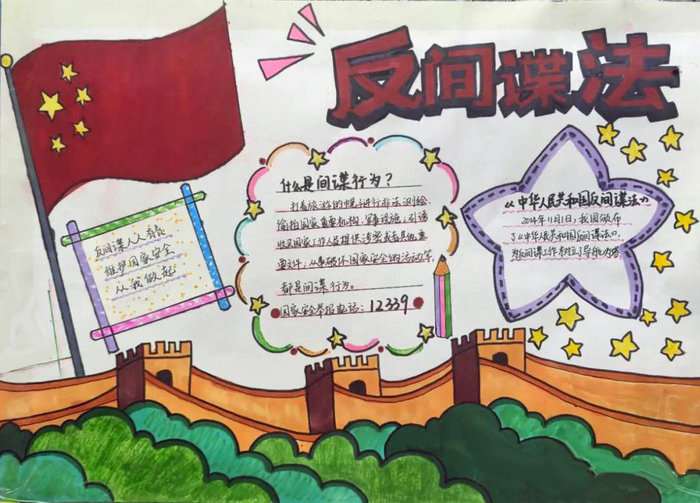 小学生反间谍法手抄报图片简单