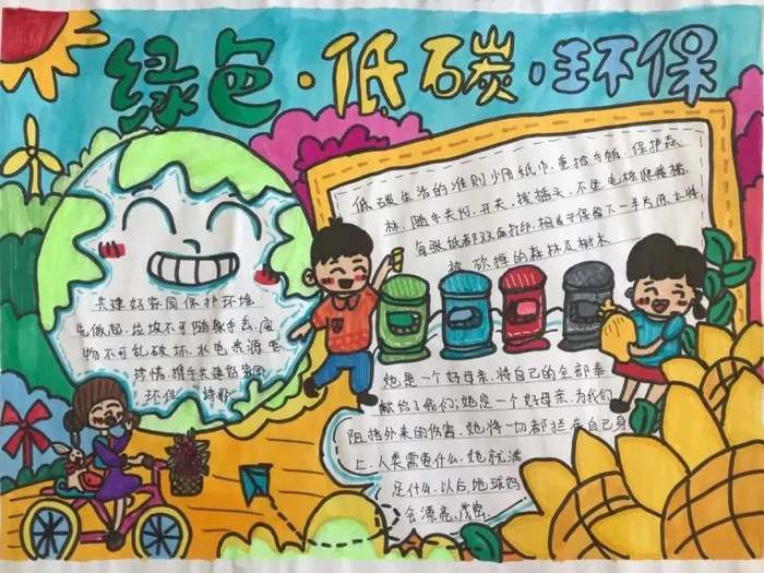 绿色低碳节能先行手抄报简单好看