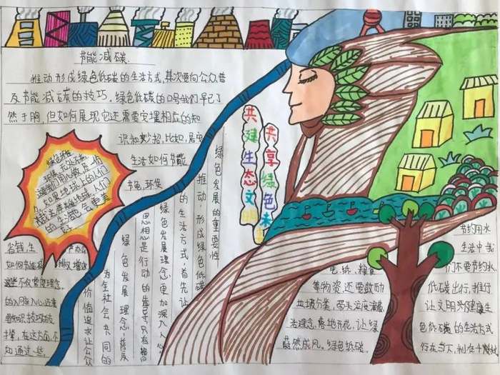 绿色低碳节能先行手抄报简单好看