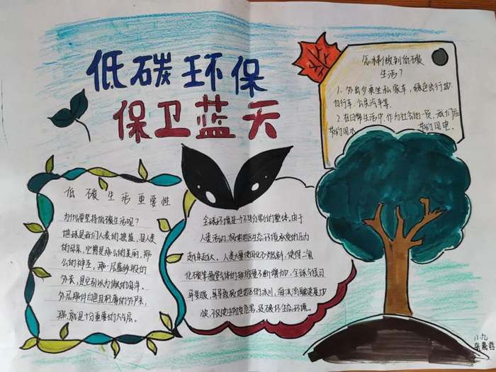 绿色低碳节能先行手抄报简单好看