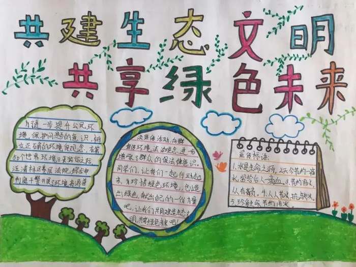 绿色低碳节能先行手抄报简单好看