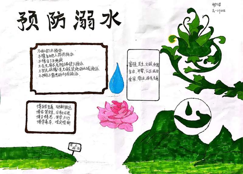 防溺水手抄报学生作品图片