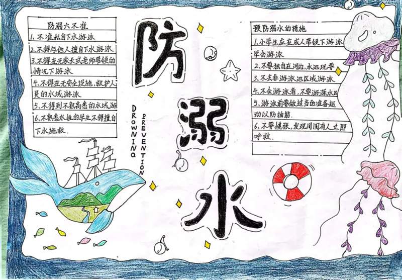 防溺水手抄报学生作品图片