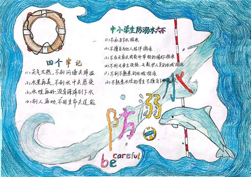 防溺水手抄报学生作品图片