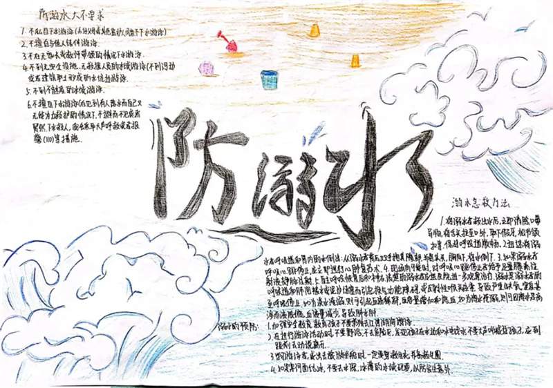 防溺水手抄报学生作品图片