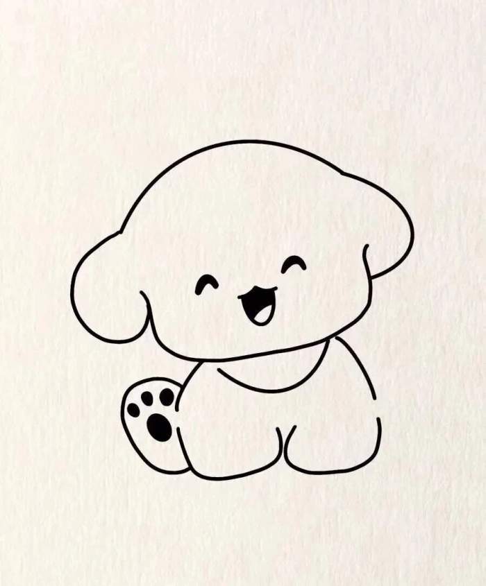 微笑的狗狗简笔画