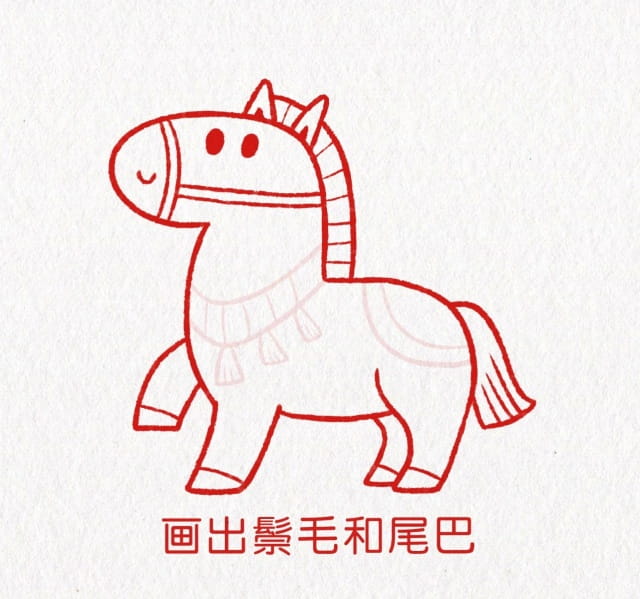 马年新年简笔画，马上有钱