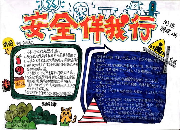 初一安全伴我行手抄报图片