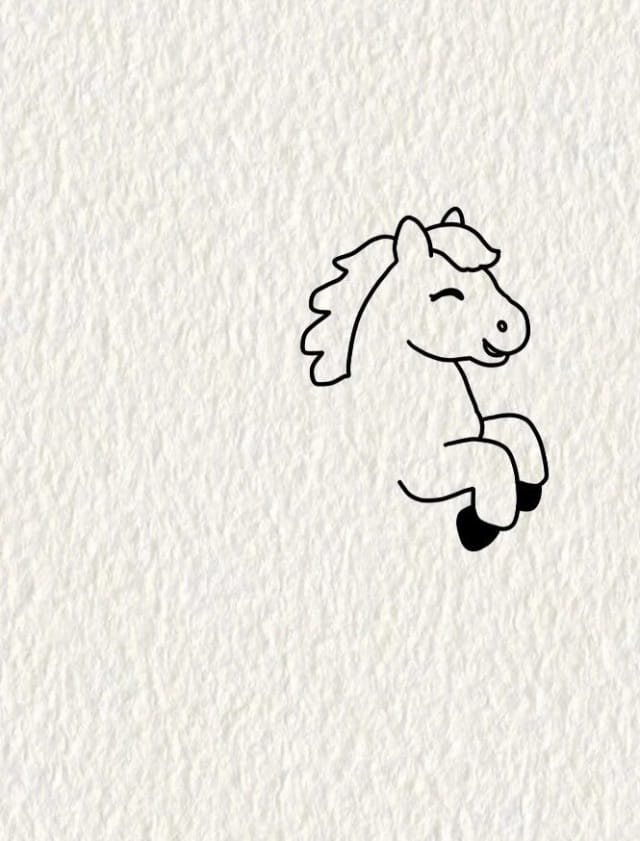 马年画跳起的小马简笔画图片教程