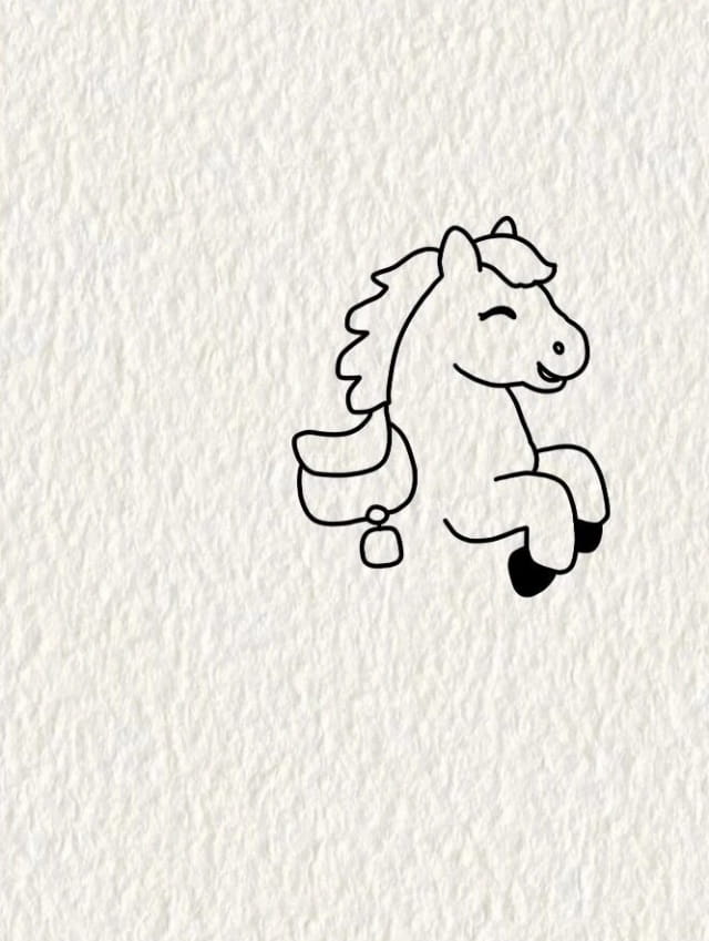 马年画跳起的小马简笔画图片教程