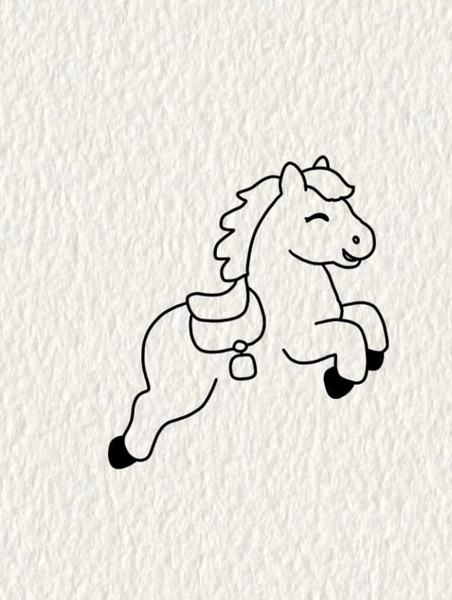 马年画跳起的小马简笔画图片教程