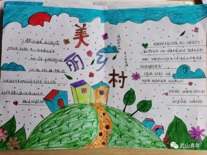 携手乡村振兴共画家乡变化手抄报的字