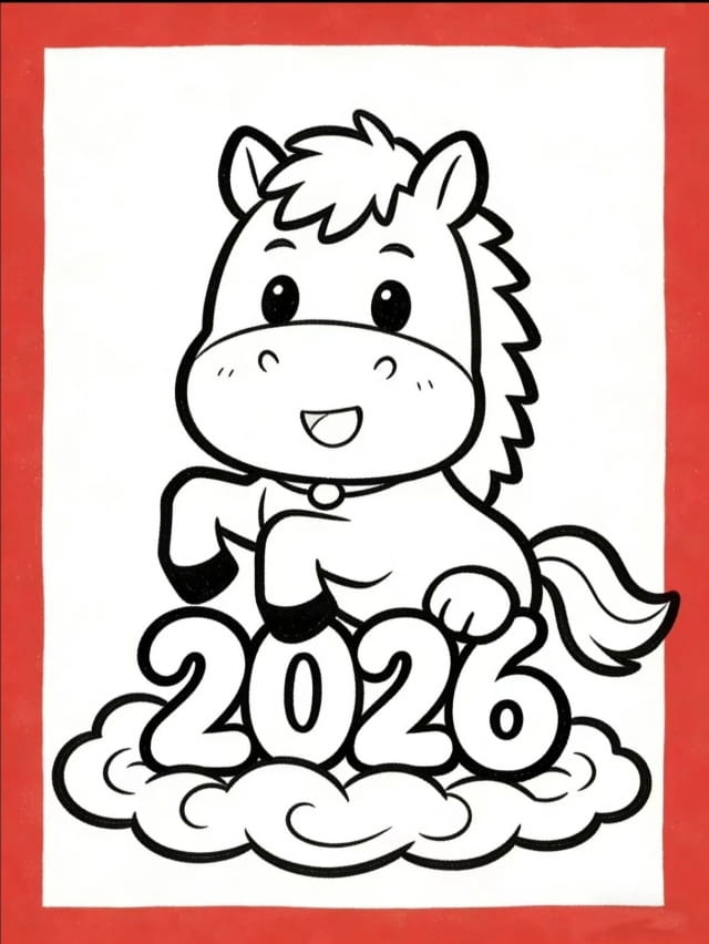 2026马年画小马简笔画